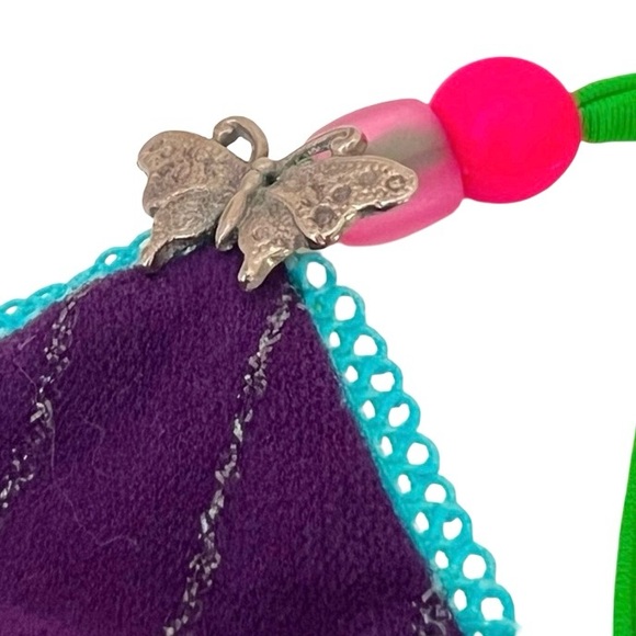 Rare Y2K Mar Acuba Colorful Triangle Bikini Set Fairycore Coquette S - Picture 6 of 14